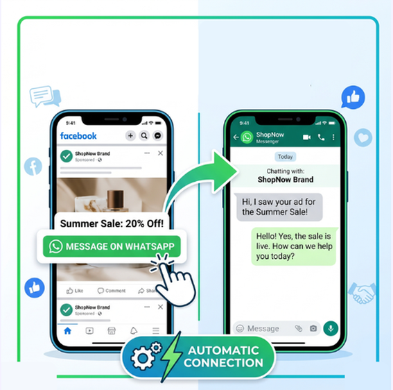 AiBotick Click-to-WhatsApp ads — Facebook and Instagram CTWA ad setup with bot activation