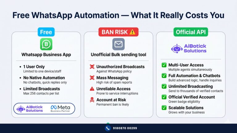 free WhatsApp automation vs paid API comparison India 2026
