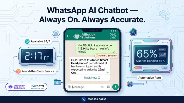 WhatsApp AI chatbot handling customer queries 24/7 for Indian businesses