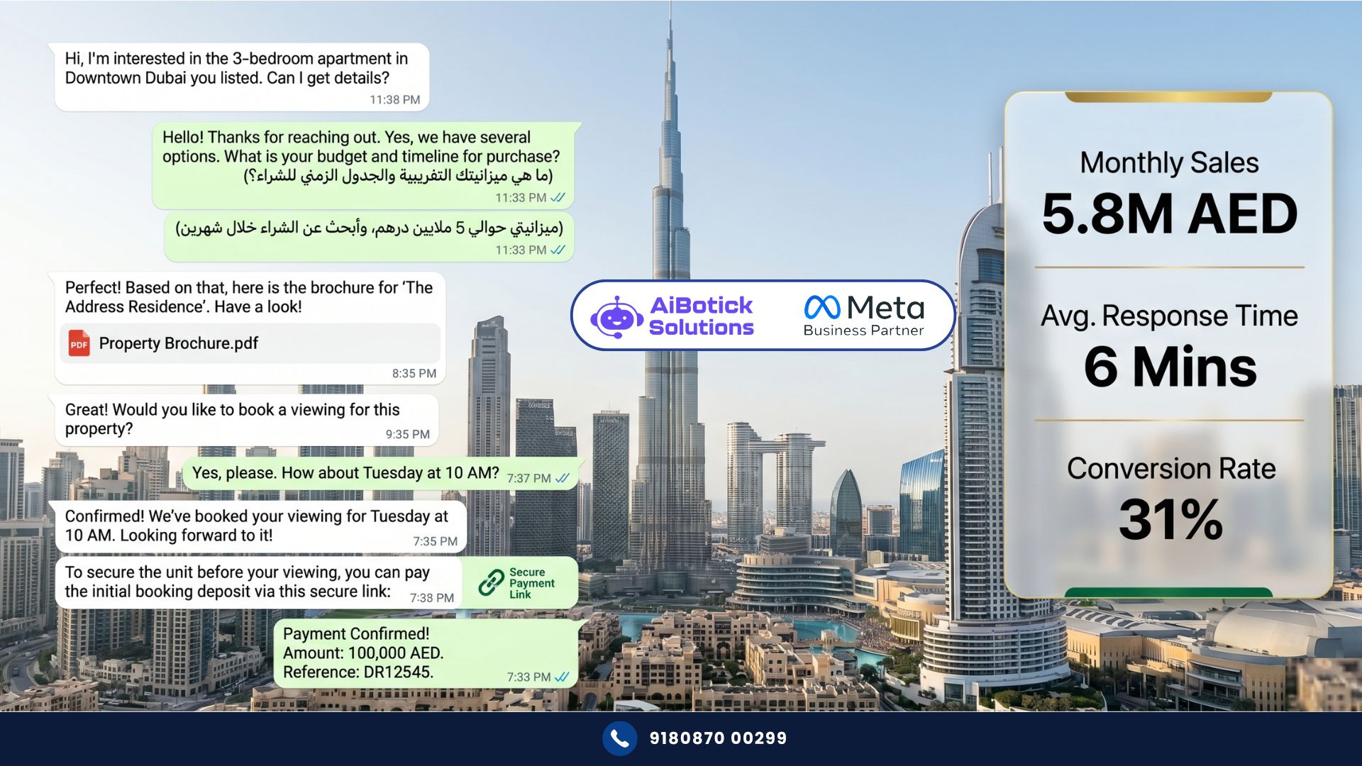 Dubai business using WhatsApp for UAE business with bilingual Arabic-English automation for real estate and sales