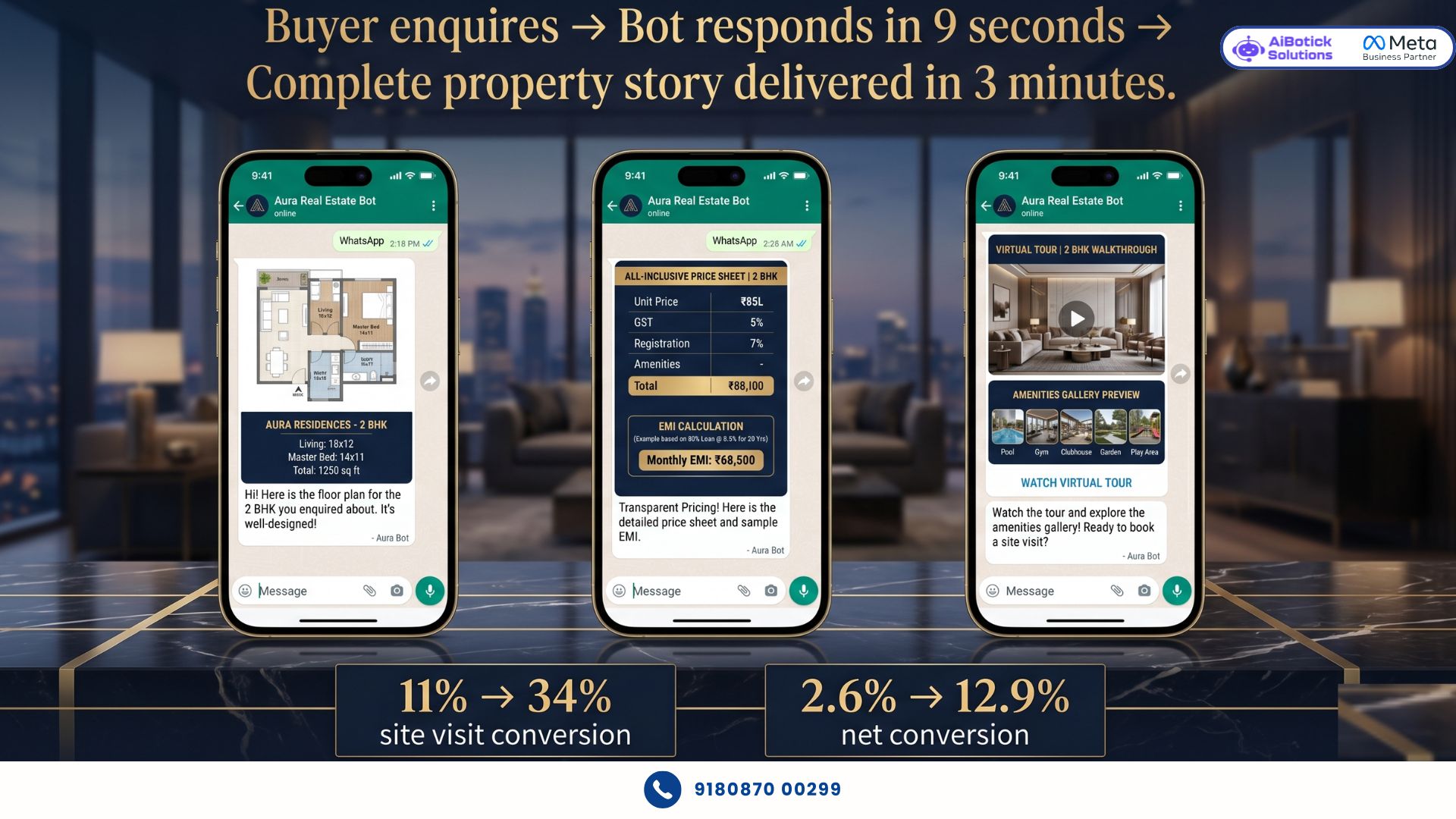 property brochures WhatsApp automation for Indian real estate developers — floor plans and virtual tours