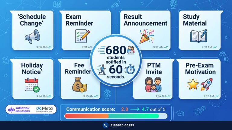 WhatsApp batch notifications for coaching institutes — exam alerts, schedule changes and results India