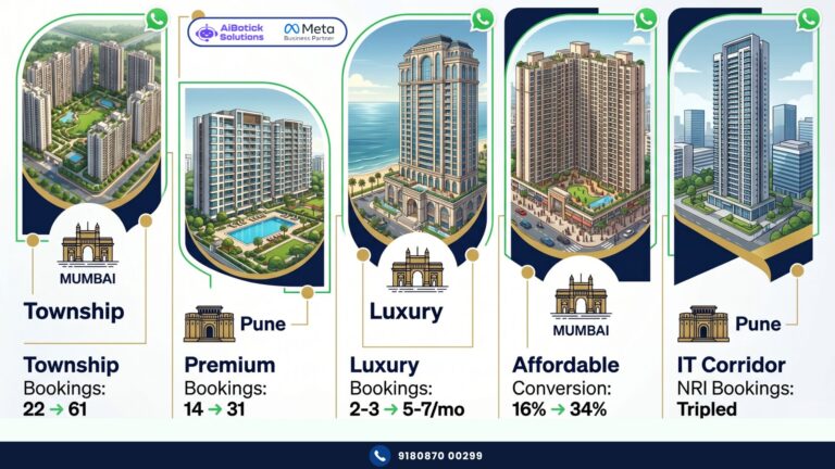 WhatsApp real estate India 2026 — 5 Mumbai and Pune developer case studies with automation results