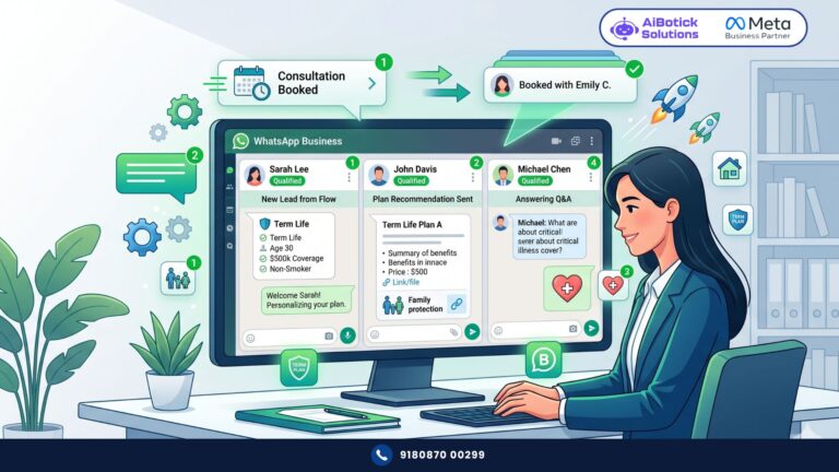 Insurance agent qualifying leads on WhatsApp with automated flows and instant recommendations
