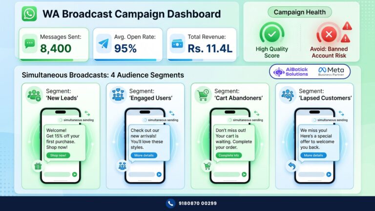 Business owner setting up WhatsApp broadcasting campaigns with segmented audiences and Meta-approved templates