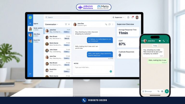 Customer support team using WhatsApp shared team inbox to manage multiple agents on one business WhatsApp number