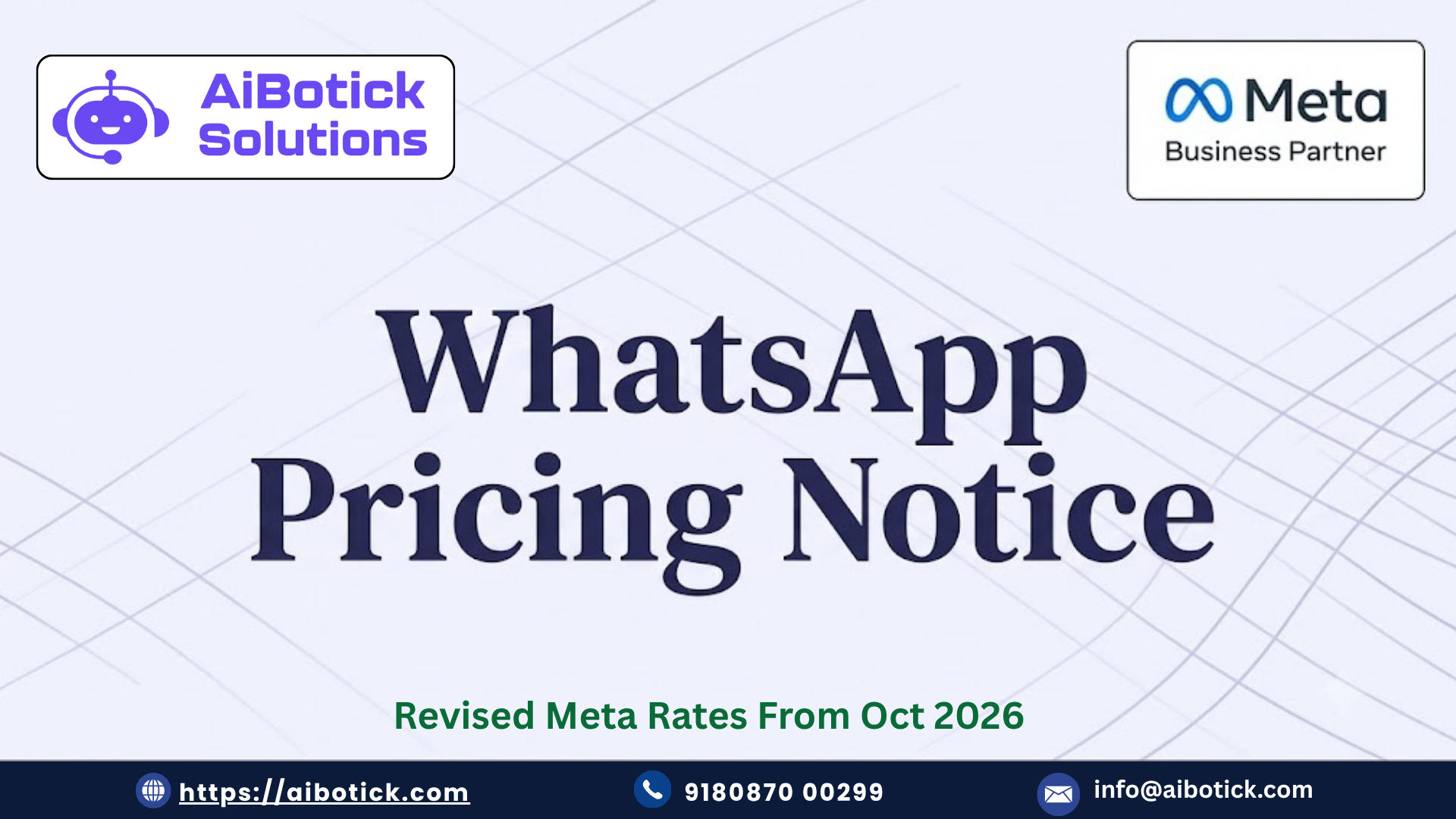 WhatsApp pricing update notice showing revised Meta rates 2026